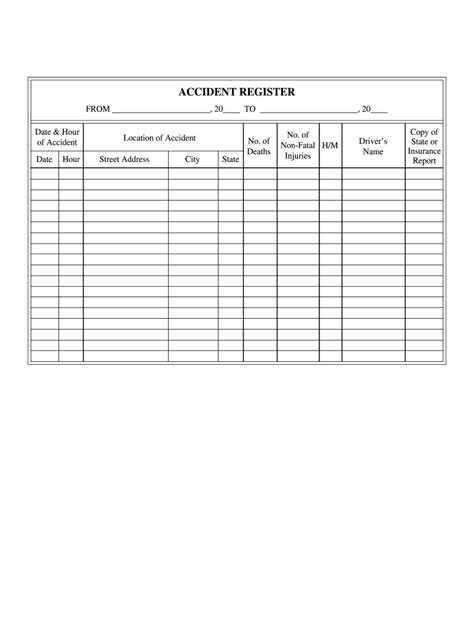 accident report log sheet